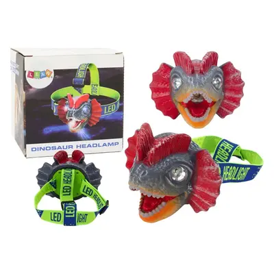 LEAN Toys Čelovka ve tvaru dinosaura 3 LED