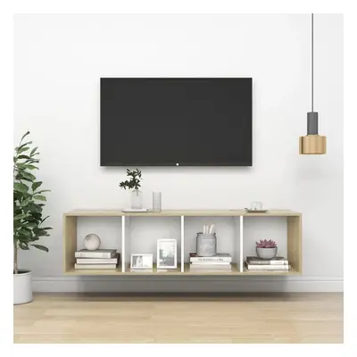 vidaXL Nástěnná TV skříňka dub sonoma a bílá 37x37x142,5cm dřevotříska