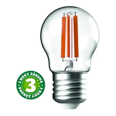 Prémiová retro LED žárovka E27 6,5W 806lm G45 teplá, filament, ekv. 60W, 3 roky