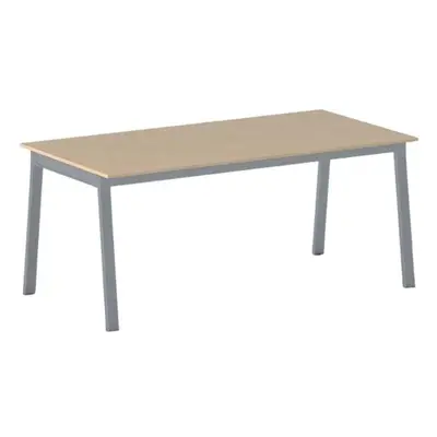 Kancelářský pracovní stůl PRIMO BASIC, šedostříbrná podnož, 1600 x 800 mm, buk