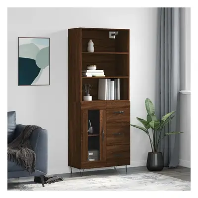 Skříň highboard hnědý dub 69,5 x 34 x 180 cm kompozitní dřevo