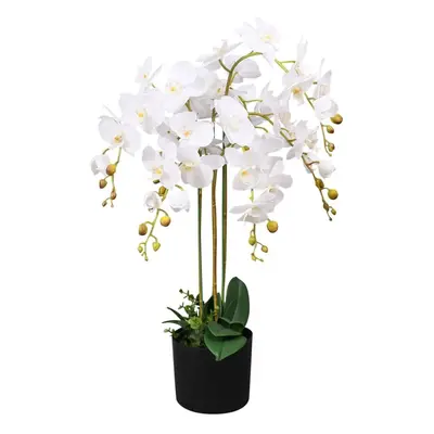 Umělá rostlina orchidej s květináčem 75 cm bílá