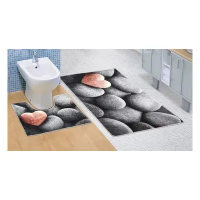 Bellatex Koupelnová a WC předložka Tmavé kameny 3D SADA 60 x 100 cm + 60 x 50 cm