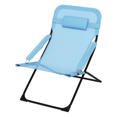 Outsunny Skládací židle Zahradní židle Nastavitelné opěradlo Camping Chair Cushion 120kg Mesh Bl