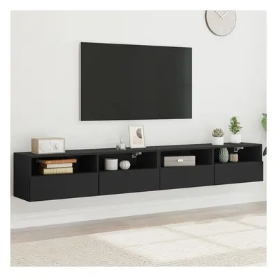 Nástěnné TV skříňky 2 ks černé 100x30x30 cm kompozitní dřevo