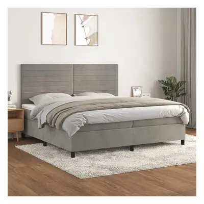 Box spring postel s matrací světle šedá 200x200 cm samet