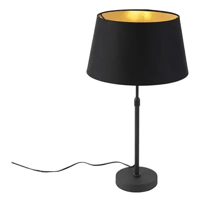 Stolní lampa černá s odstínem černá se zlatem 35 cm - Parte