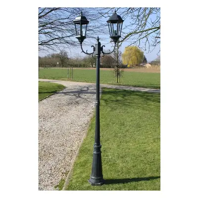 Zahradní lampa vysoká 2ramenná 230 cm tmavě zelená/černá hliník