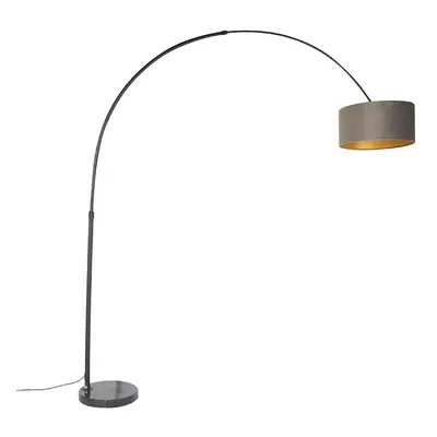 Oblouková lampa černá sametový odstín taupe se zlatem 50 cm - XXL