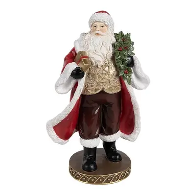 Červená vánoční dekorace Santa s dárkem - 13*10*23 cm