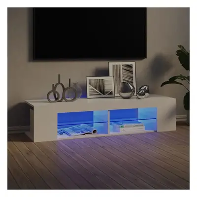 TV skříňka s LED osvětlením bílá s vysokým leskem 135x39x30 cm