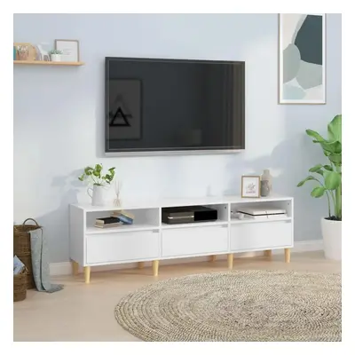 TV skříňka bílá vysoký lesk 150 x 30 x 44,5 cm kompozitní dřevo