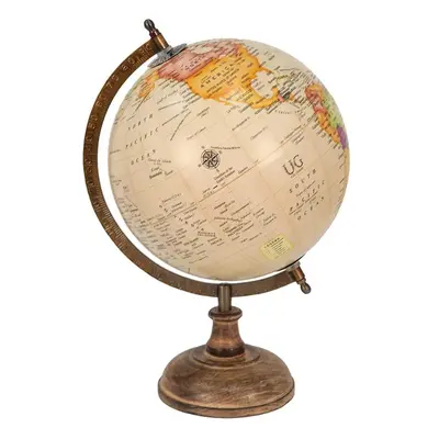 Béžový dekorativní glóbus na dřevěném podstavci Globe - 22*22*37 cm