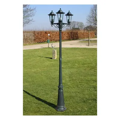 vidaXL Zahradní lampa vysoká 3 ramena 215 cm tmavě zelená/černá hliník