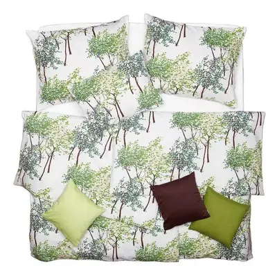 SCANquilt povlečení KLASIK DESIGN spring trees bílozelená 140 x 200/70 x 90 cm