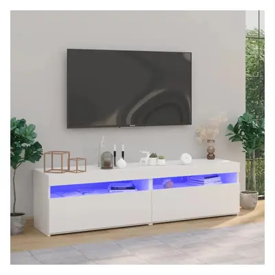 TV skříňky s LED osvětlením 2 ks bílé vysoký lesk 75x35x40 cm