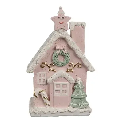 Růžová svítící perníková chaloupka Gingerbread House - 10*8*15 cm