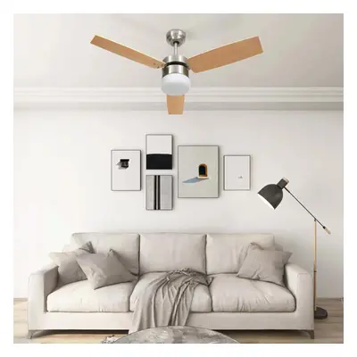 Stropní ventilátor světlo a dálkový ovladač 108 cm světle hnědý