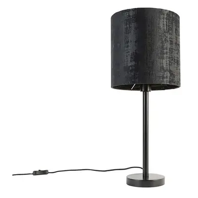 Moderní stolní lampa černá s černým stínidlem 25 cm - Simplo