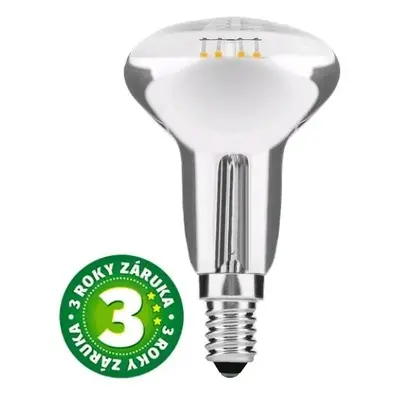 Prémiová retro LED žárovka E14 4W 400lm R50 denní, filament, ekv. 35W, 3 roky