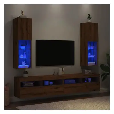 TV skříňky s LED osvětlením 2 ks dub artisan 30,5 x 30 x 102 cm