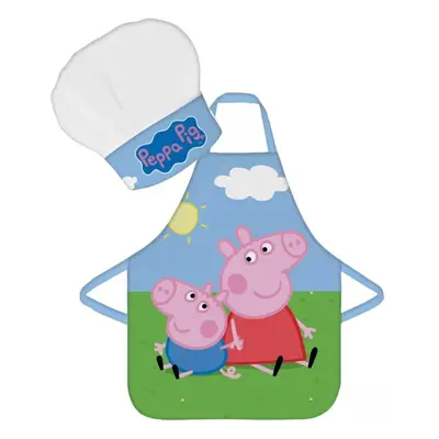 Dětská zástěra s kuchařskou čepicí Prasátka Peppa a George - sada 2 díly