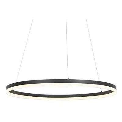 Designová kruhová závěsná lampa černá 80cm včetně LED a stmívače - Anello