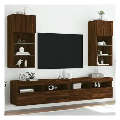 TV skříňky s LED osvětlením 2 ks hnědý dub 40,5 x 30 x 90 cm