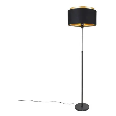 Moderní stojací lampa černá se zlatým duo stínem - Parte