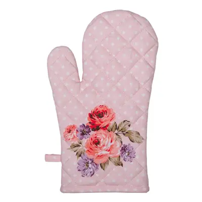 Růžová bavlněná chňapka - rukavice s růžemi Dotty Rose - 18*30 cm