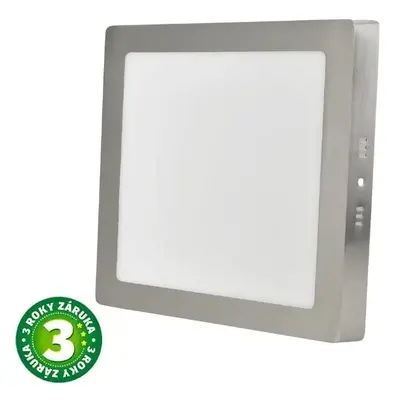 Prémiový přisazený LED panel 24W 2000lm, denní, čtvercový, matný chrom, 3 roky