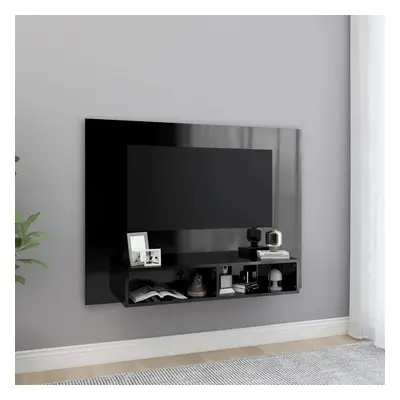 vidaXL Nástěnná TV skříňka černá vysoký lesk 120x23,5x90cm dřevotříska