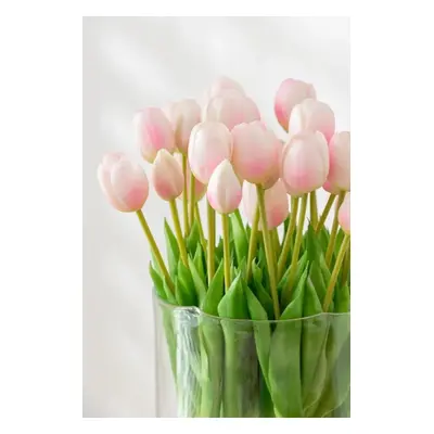 Kytice 7ks světle růžových realistických tulipánů Tulips - 45cm