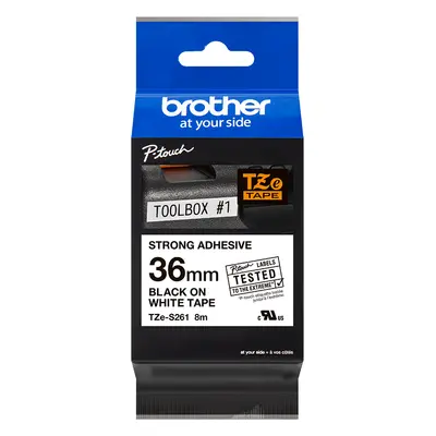 Páska do tiskárny štítků Brother TZ-S261, 36mm, černý tisk/bílý podklad, extrémn