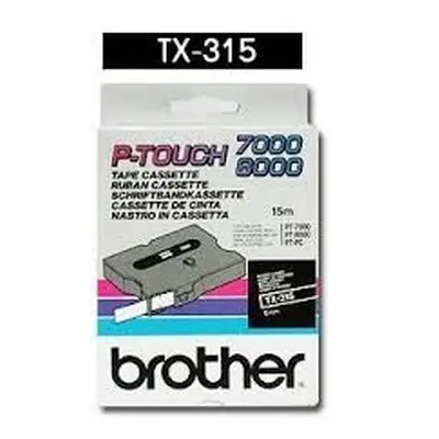 Páska Brother TX-315 (Bílý tisk/černý podklad)