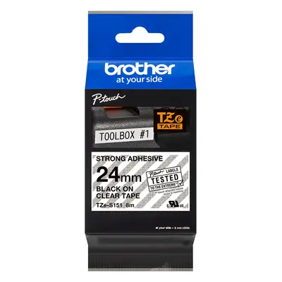 Páska do tiskárny štítků Brother TZ-S151, 24mm, černý tisk/průsvitný podklad, ex