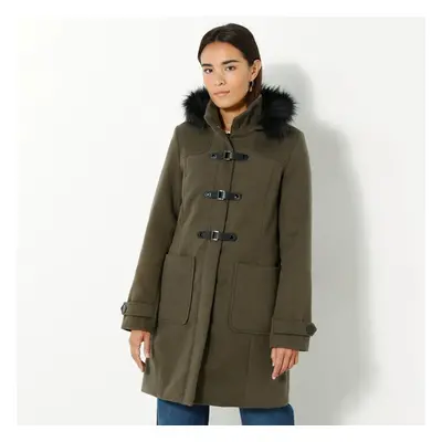 Jednobarevný kabát duffle-coat s kapucí