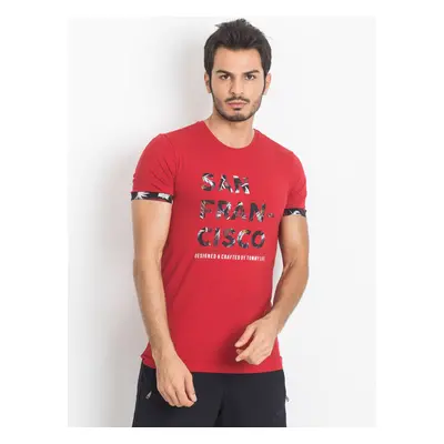 TOMMY LIFE Červené pánské tričko San Francisco 298-TS-TL-87307.02X-red