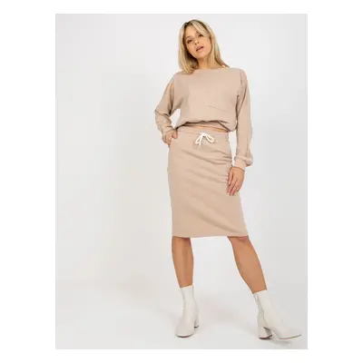 Béžový ležérní set sukně a mikiny -EM-KMPL-644.18P-beige