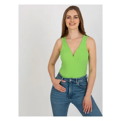 Světle zelené dámské žebrované body s výstřihem NM-BO-L55093.29-light green