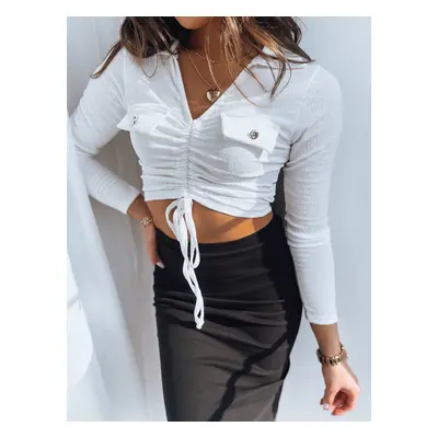 Bílý crop top se stažením RITAL RY2099