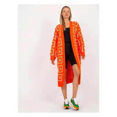 Oranžový dlouhý oversized kardigan LC-SW-0296.08P-orange