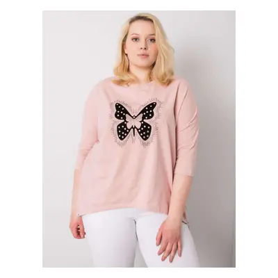 Světle růžová halenka s motýlem RV-BZ-6383.49-pink