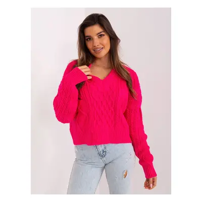 Tmavě růžový crop svetr BA-SW-0376.65P-fuchsia