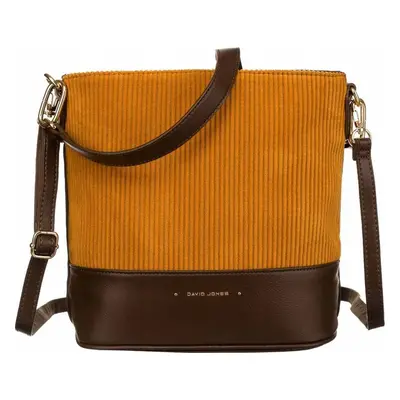 David Jones hnědo-žlutá crossbody kabelka s manšestrem 6877-2