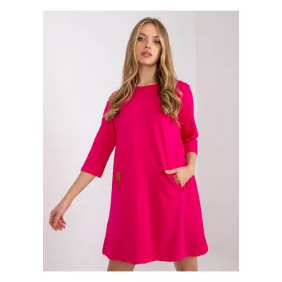 Fuchsiové volné mini šaty Dalenne s kapsami RV-SK-6274.36P-fuchsia pink