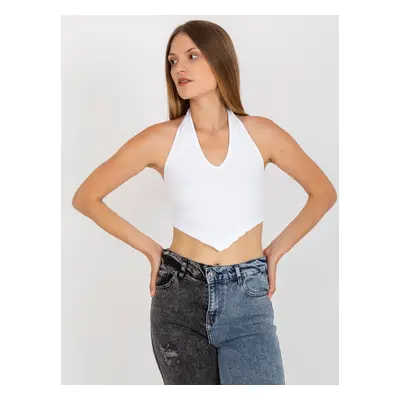 Bílý crop top výstřihem RV-TP-8012.18-white