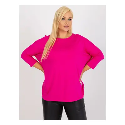 Tmavě růžová volná halenka s 3/4 rukávem -RV-BZ-3770.92-dark pink