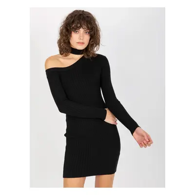 Černá žebrované mini šaty NM-SK-NG-2315.19P-black