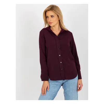 Tmavě fialová košile s dlouhým rukávem LK-KS-508148.12P-dark violet